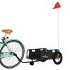VidaXL Bicycle Trailer, Transport Cart with Hitch Bar, Bicycle Trailer with Flag for Luggage, Black 94185