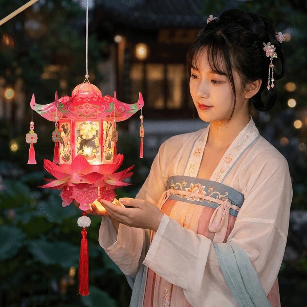 PVC DIY Craft Material Kit Glowing Hanging LED Lantern Mid-Autumn Festival Lantern Gift
