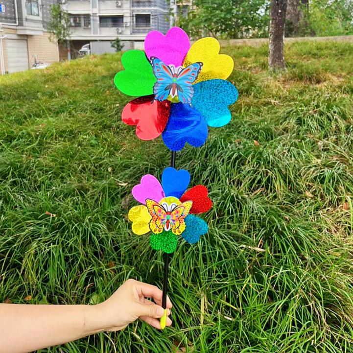 Colorful Polka Dot & Stripe Sequin Pinwheel Toy for Kids - Outdoor Fun