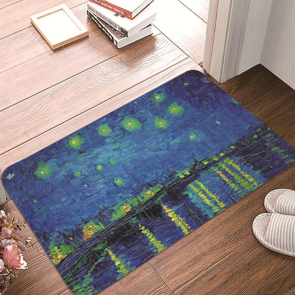 Vincent Van Gogh Starry Night Carpet Art Abstract Rugs Forest Night View Soft Floor Mat for Home Living Room Bedroom Dorm Decor