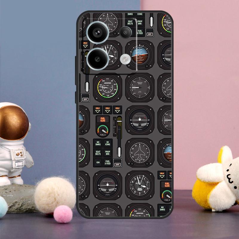 Aircraft Cockpit Dashboard Case For Xiaomi Redmi Note 14 13 9 10 11 12 15 Pro Plus Redmi 15 15C 14C 10C 12C 13C Cover