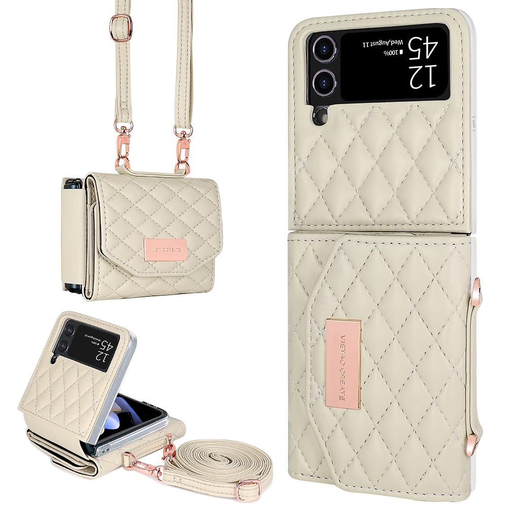 Z Flip 7 Leather Wallet Phone Cases with Cross Body Strap, Gilrs Purse Phone Case for Samsung Galaxy Z Flip 6 5 4 3, Pink