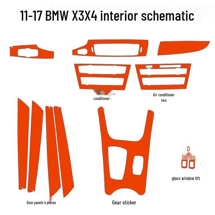 Samolepky z uhlíkových vláken na středový panel řazení pro 11-17 BMW X3/X4 interiér