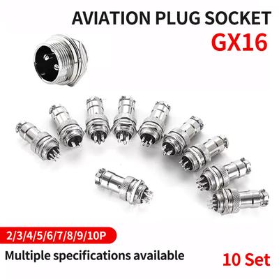 10 Sæt GX16 2 3 4 5 6 7 8 9 10 Pins Han & Hun Docking Aviator Luftfart Stik Socket Cirkulær Møtrik Stik Kabelstik