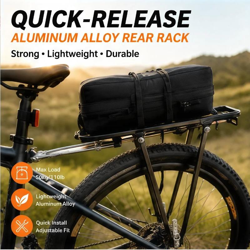 Heavy Duty Quick Release Aluminum Alloy Bicycle Rear Rack Adjustable Heavy Load Bike Cargo Carrier For Cycling Travel Commute