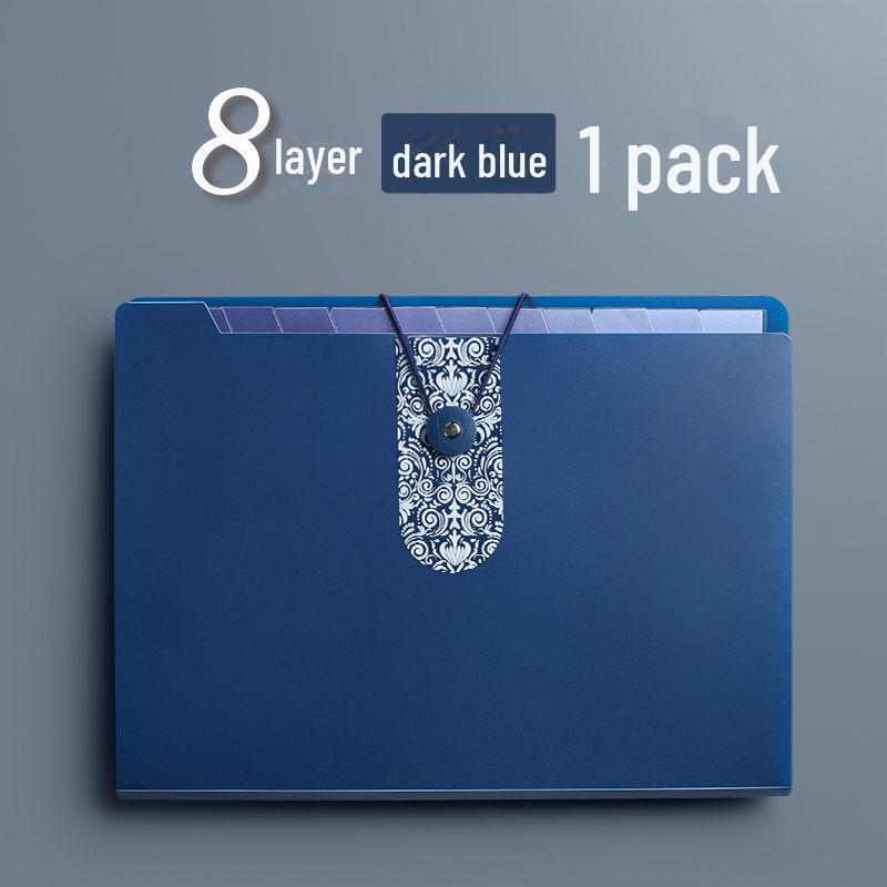 A4 Multi-Layer Student Document Organizer with 8 Compartments & Index Stickers