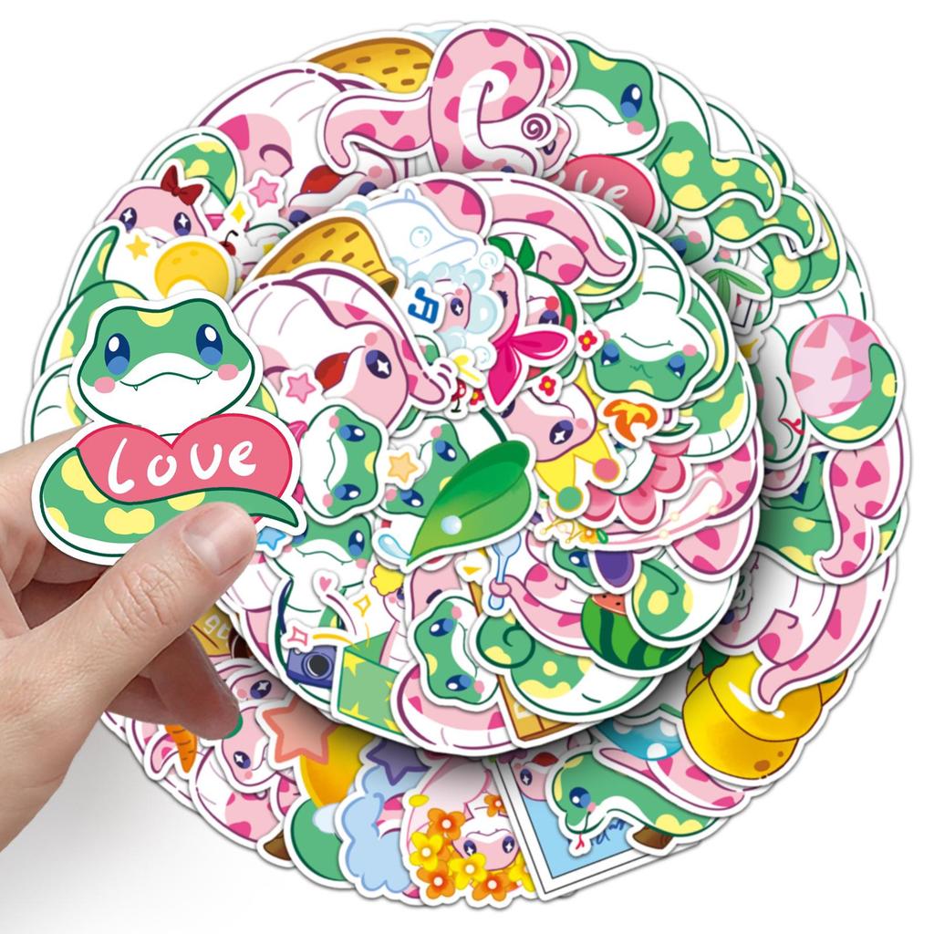 50 Cute Cartoon Snake Baby Stickers - Waterproof Decorations for Computers, Thermoses, and Journals