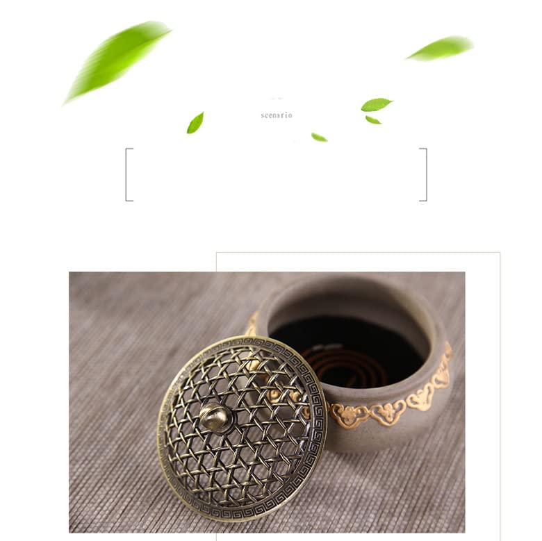 Stylish and Simple Ceramic Incense Holder with Lid, Flame-retardant Cotton Lining, and Holder for Aromatherapy, Cones, and Sticks. Easy To Clean.