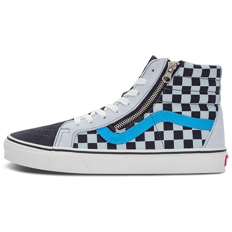 Vans Sk8 Reissue Side Zip Trendy Checkerboard High Top Skate Shoes Unisex Sneakers Black White VN0007NZ9KM