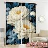 2D FLAT PRINTING 2pcs Curtains (Without Rod) Floral Elegance in Blue (4) Holiday Valentine is day Printed Curtains Polyester