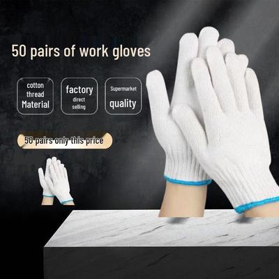 Gants de travail en coton blanc durables antidérapants pour hommes et femmes - Protection mécanique résistante à l'usure