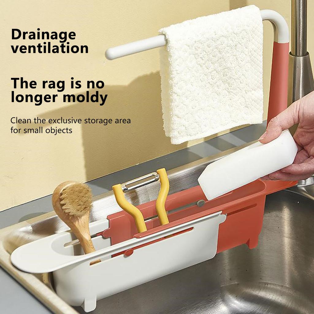 Sink Telescopic Rack  Length Telescopic Sink Storage Rack Holder Storage Sponge Soap Holder