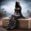 Gothic Style Black Robe Figurine Handmade Female Tabletop Ornament  Halloween Decor