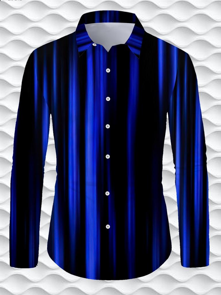 Blue And Black Striped Style: a Men'S Minimalist Shirt Featuring Interwoven Blue And Black Stripes, Classic Yet Stylish, with Easy Lines That Create a