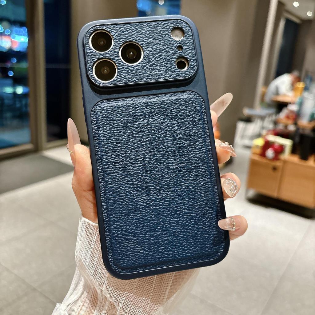 Lychee Pattern Skin Sticker & Magnetic Case for iPhone 17 Pro Max - Apple 16 Solid Leather