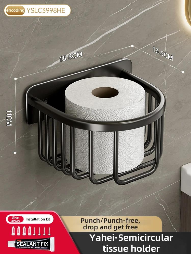 Bathroom Paper Towel Rack Punch-Free Toilet Paper Storage Rack Accessories Aluminum Shower Shelf Bathroom Organizer