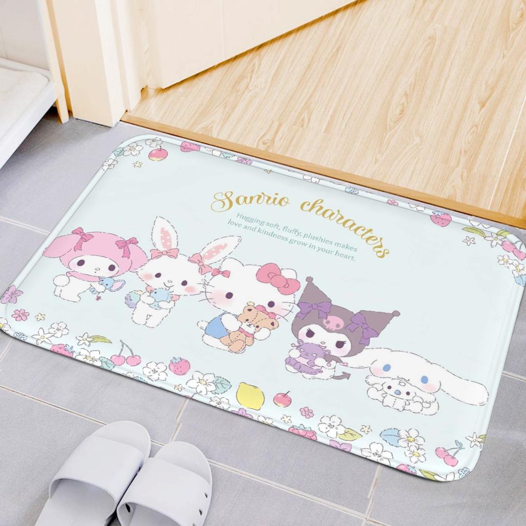 Sanrio Characters Doormat Hello Kitty My Melody Kuromi Cinnamoroll Non-Slip Absorbent Floor Mat for Entryway Bathroom Home Decor
