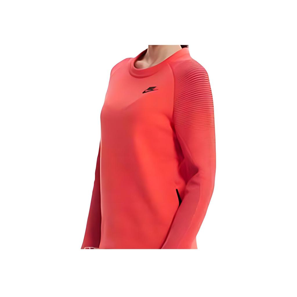 Nike Solid Color Small Logo Print Crew Neck Long Sleeve Sweatshirt Women Sweatshirt Red 809538-850