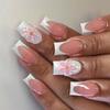 French White 3D Flower Medium-Long Square Wearable Nail Tips