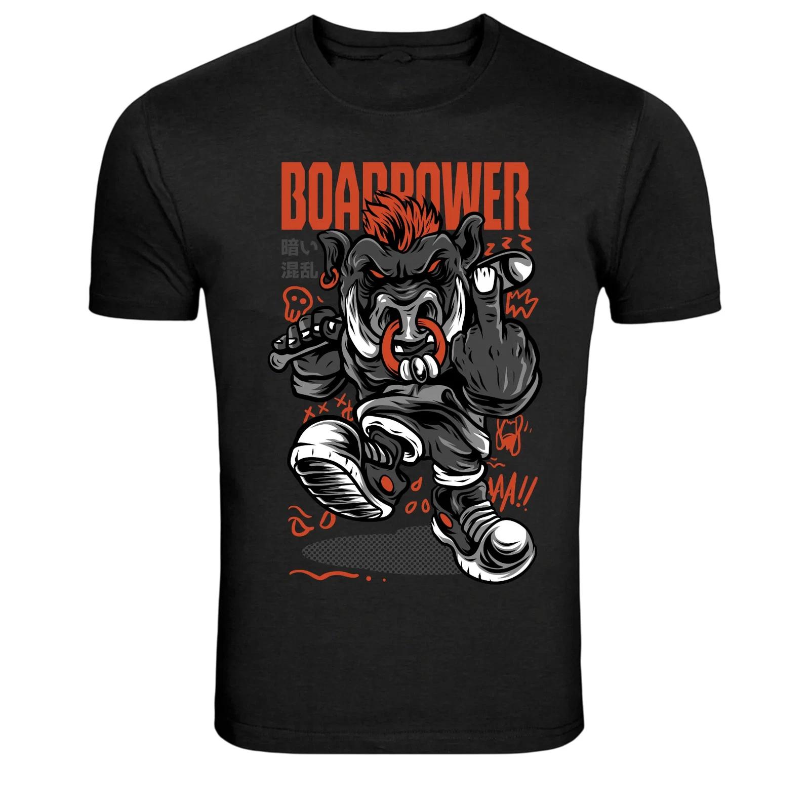 Boar Power Punk Wild Boar Graphic T-Shirt L