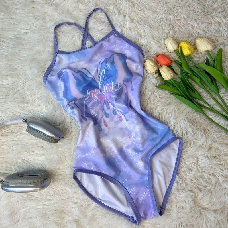 Swallowtail Butterfly Swimsuit Women s Racing Sports Training Competitive Swimming Pool High-end Feeling Slimming Covering Belly L фиолетовый