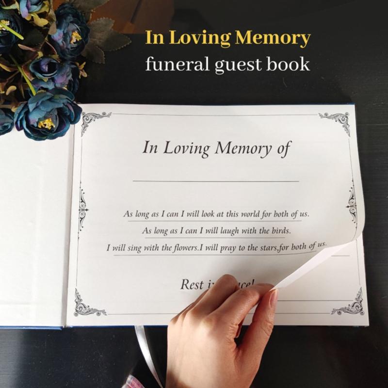 Funeral Guest Book Pen and Table Sign Included Signature and Memory Book In Loving Memory 84 Pages Guest Book Table Sign