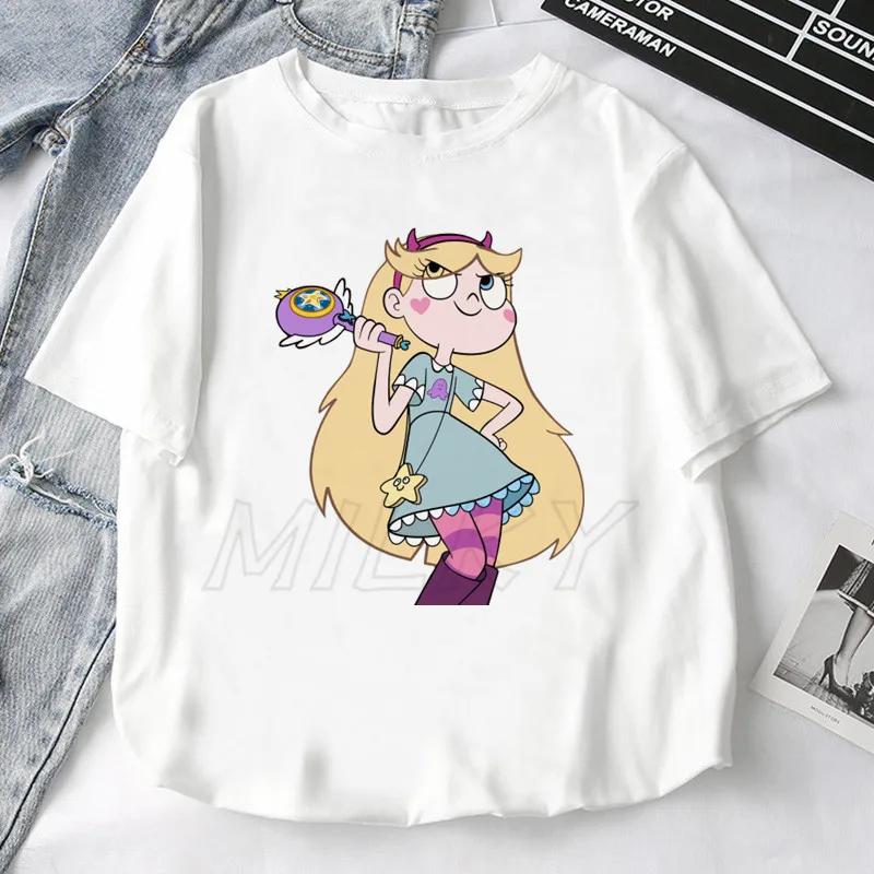 Fashion Retro Star Vs. The Forces of Evil Cartoon Anime T-shirt Summer Short Sleeve Women T Shirts 2025 Couple Tee Tops Clothes