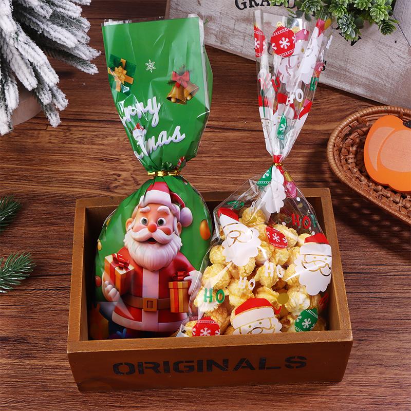 50Pcs Merry Christmas Cellophane Bags With Twist Ties Xmas Candy Gift Bags Year'S Eve Christmas Party Decoration