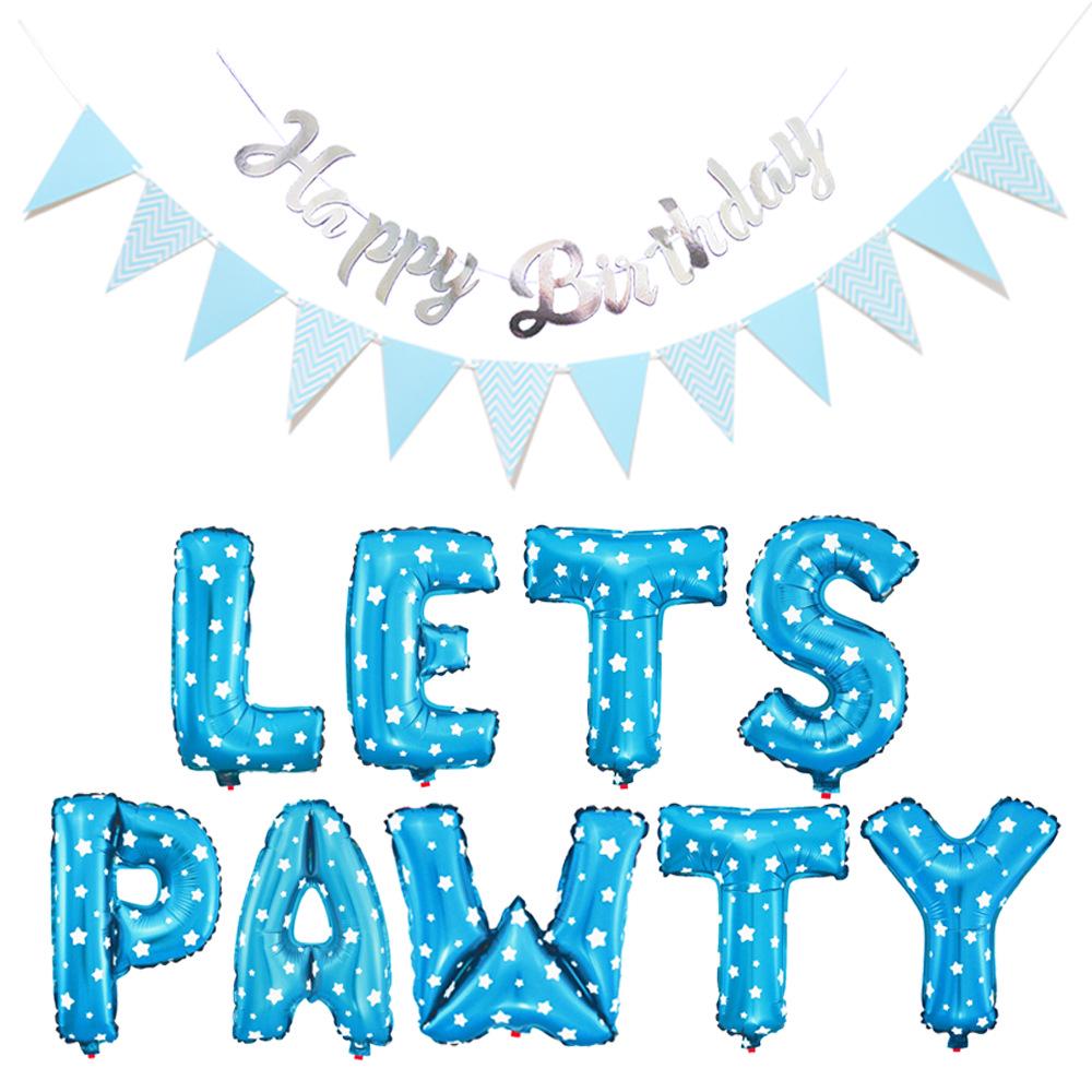 Набор фольгированных шаров и треугольных флажков «LET S PAWTY» для украшения дня рождения питомца