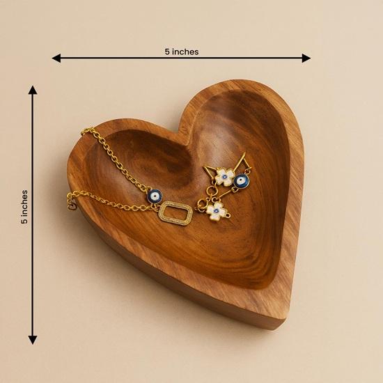 12.7 cm Wooden Heart Shape Trinket Bowl Jewellery Storage Box, Travel Box, Wedding Bridesmaid Gifts, Trinket Tray, Decorative Serving Bowl