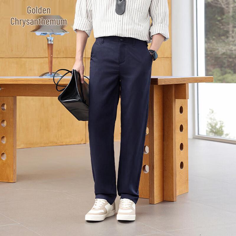 Jinjuan Men s Tencel-Linen Blend Casual Pants 36