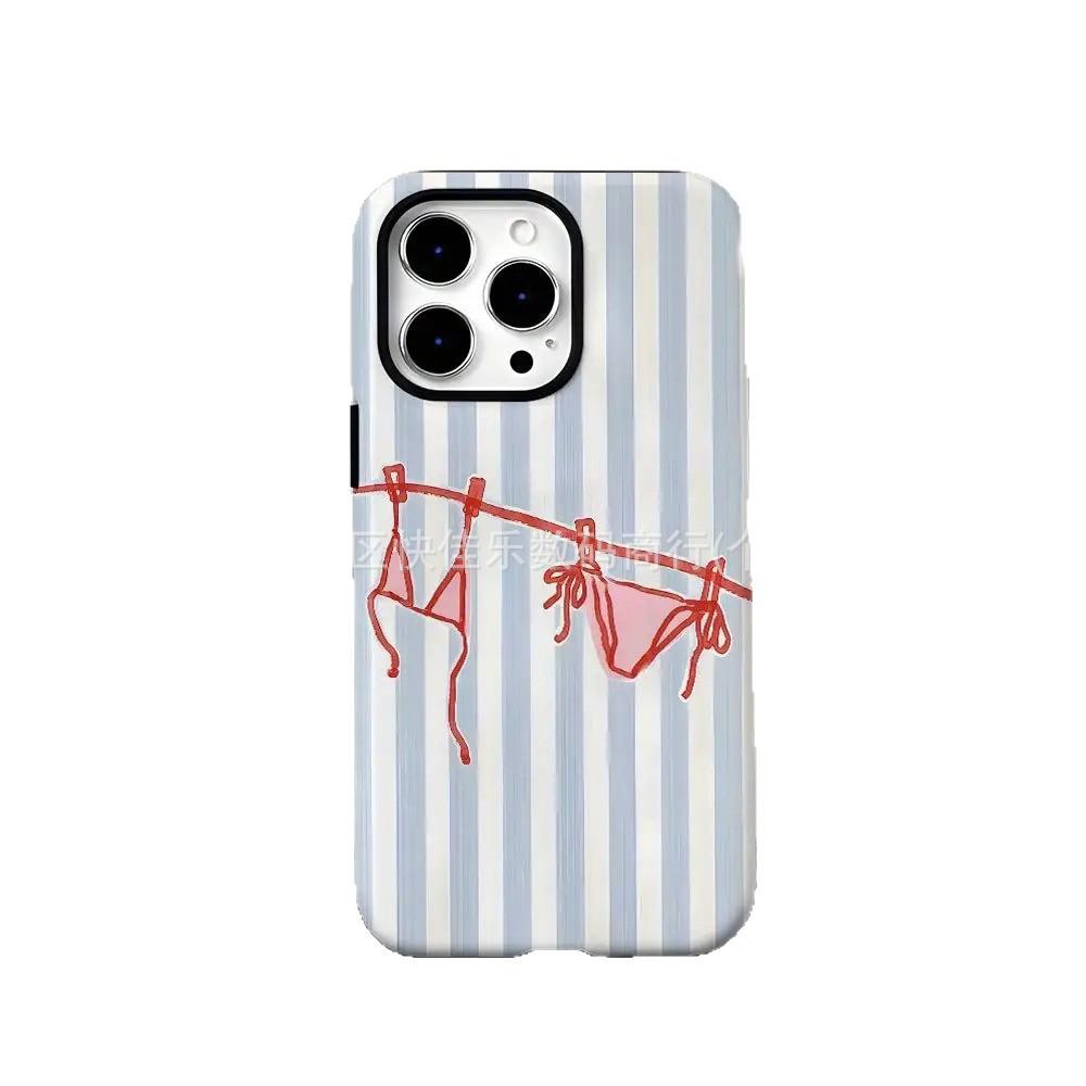 The sexy swimsuit stripe phone case is suitable for Apple 16/15/14/13/12/11 Film 17 Pro dual-layer cases