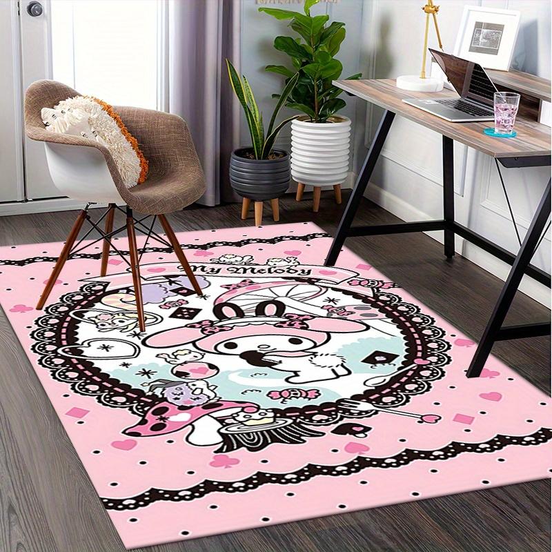 Office Rug My Melody, Cute Anti-Slip Rug, Machine Washable for Living Room, Bedroom, Office, Multiple Sizes, Bedroom Mat, Decorative Mat, Durable Mat,