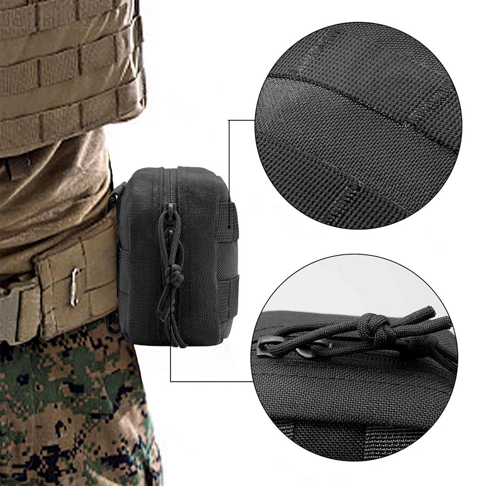 1Pcs Small Tactical Pouch Micro Utility Pouch Removable Clear ID Pocket Mini Knife Compass Flashlight Card Storage Bag Belt