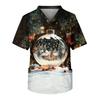 Men's Casual Short-Sleeved V-Neck Printed Front Pocket Top