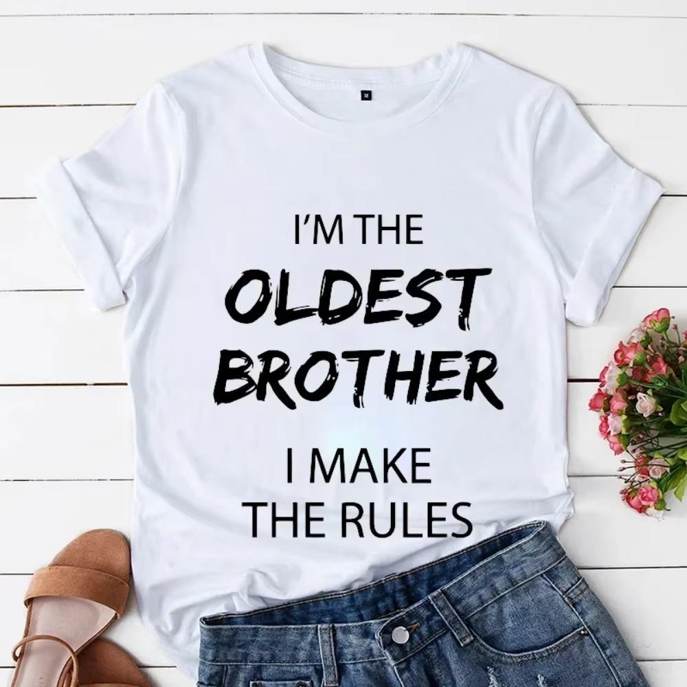 Oldest Brother Outfit I Make The Rules Matching Funny Sibling T-shirt for Men Fashion Trend T-shirt O-neck Tshirt Casual Tshirt