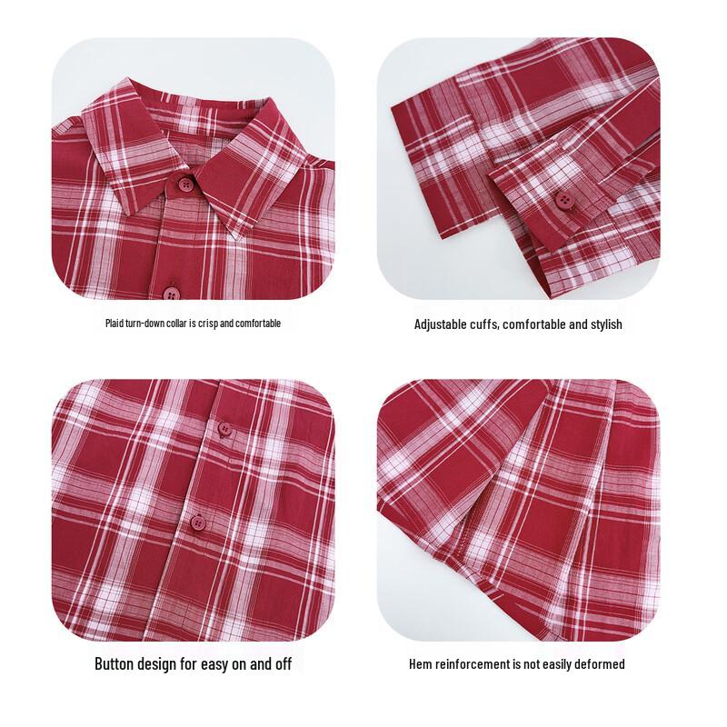 Boys' Red Plaid Long Sleeve Shirt