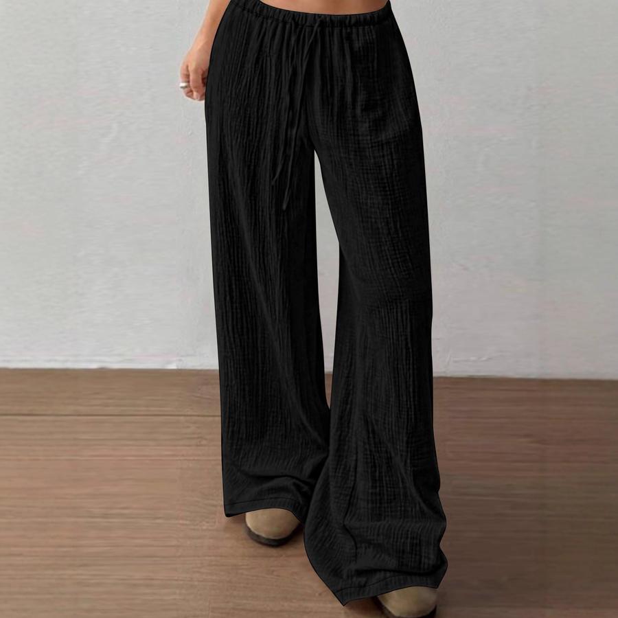 Women's Wide Leg Pants Casual Loose Waist Drawstring Pants Autumn Fashion