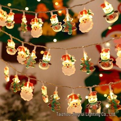 Christmas LED Painted String Lights - Festive Decor with Snowman, Tree, and Santa Designs