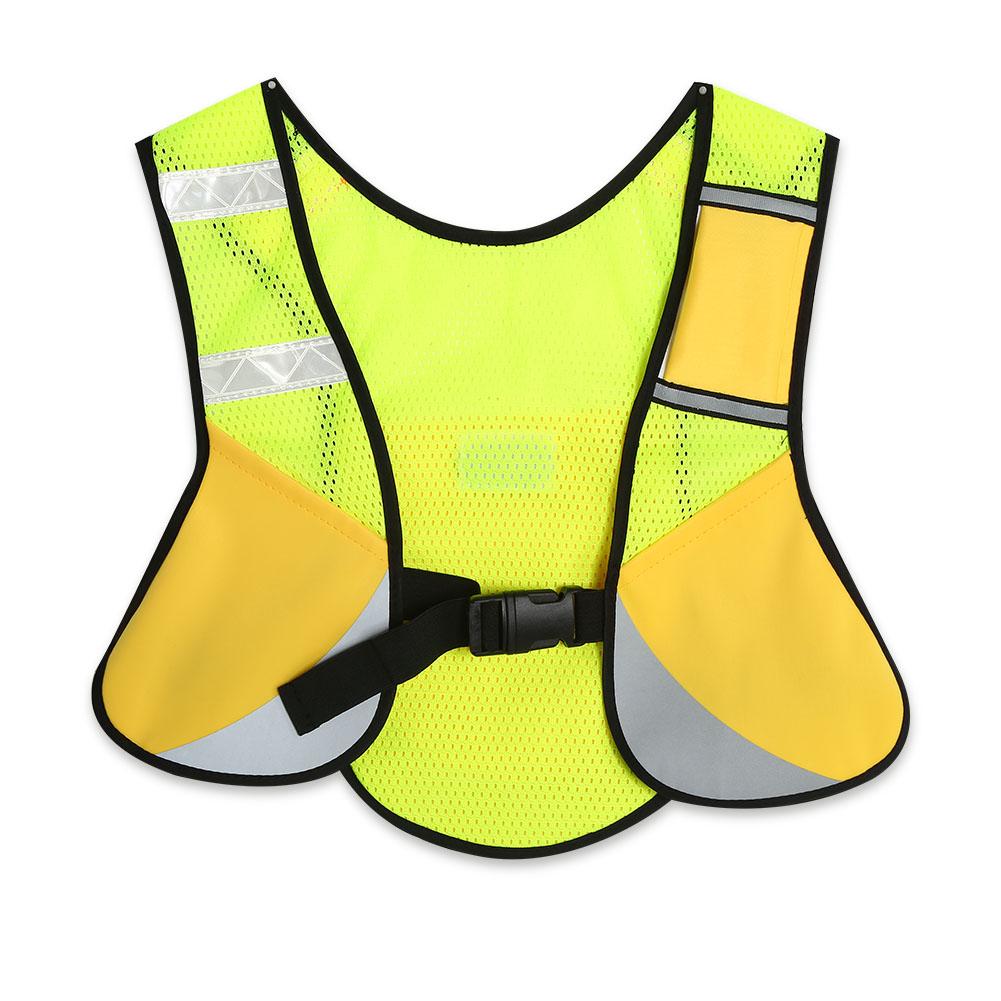 Multi function Night Sporting Reflective Cycling Running Vest Hiking Jacket (Yellow)