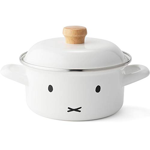 Fuji Enamel Miffy Face IH Compatible Casserole Double Handed Pot White 15cm