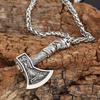 Viking Amulet: Double-sided Raven Wolf Axe & Celtic Wolf Head Pendant Necklace