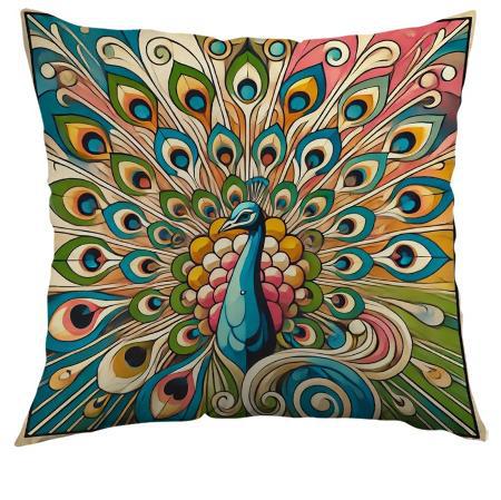 Vikama Bohemian Peacock Pillow Case Office Bedroom Sofa Cushion Double Side Printed Zipper Pillow Case Home Decoration