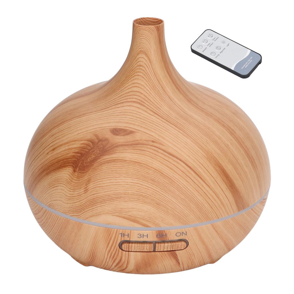 Desk Humidifier 400ml Wood Grain Colorful LED Light Ultra Quiet Remote Control Aromatherapy Diffuser 100‑240V