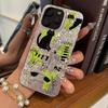 Black Cats Case for iphone XS Max XR 18 Pro Max 13 15 12 Air 14 16 Plus 17 Pro 11 Silver Glitter Crackle Background