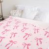 Pink Bow Fuzzy Blanket Cute Bowknot Throw Blanket Bowtie Cozy Flannel Blanket for Valentine's Day Home Bed Sofa Couch Chair