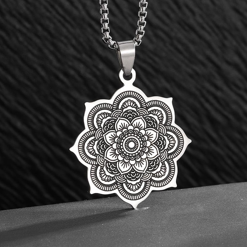 Pendant Lotus Retro Fashion Versatile Mandala Jewelry Accessories Necklace