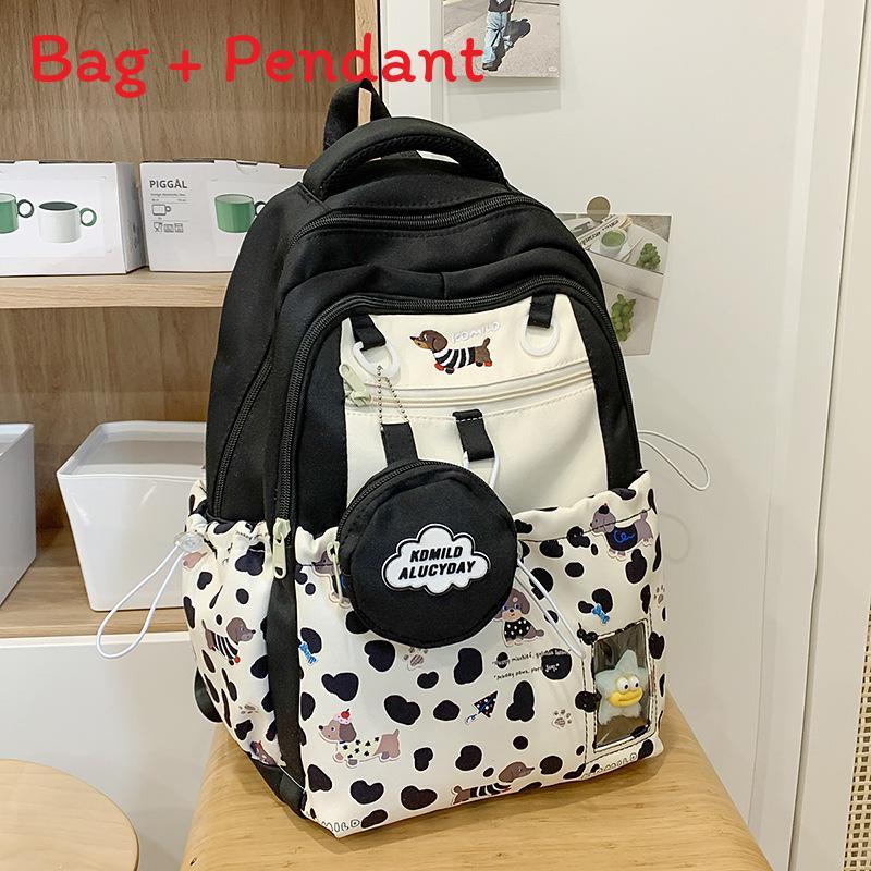 Leopard Print Backpack For Girls With Nylon And Pouch For School Use