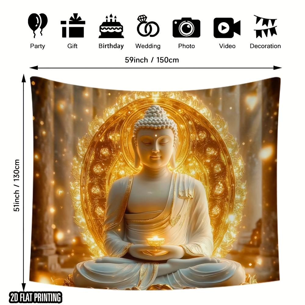 VIKAMA Gilded Buddha Light Buddha Tapestry Zen Lotus Seat Background Cloth Living Room Background Wall Room Decoration