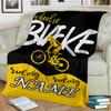 1PC Custom Name Wheelie Bike Adventure Outdooor Flannel Blankets Throw Blanket All-Season Throw Gift Bedspread for Couch, Bed, Camping Holiday Birthda